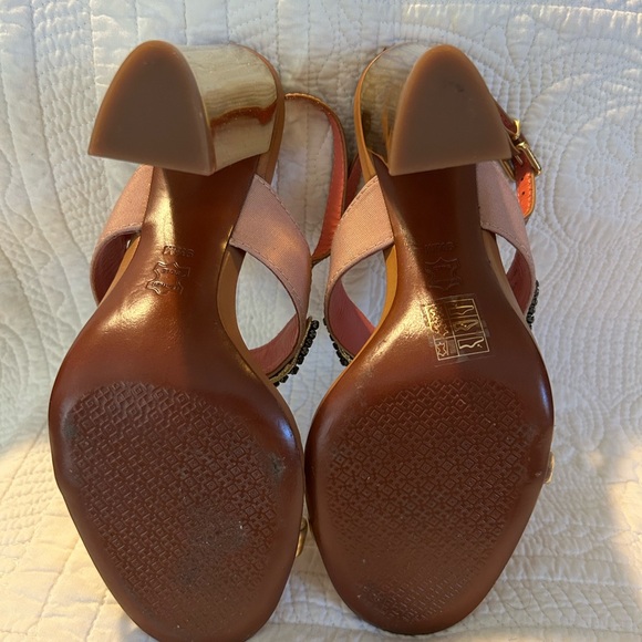 Tory Burch 100MM - Fabric - Leather - Metallic Size 9.5 Preloved EUC - Picture 5 of 10